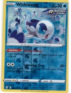 Wishiwashi card (046/203) from the Sword & Shield - Evolving Skies expansion.It is a Rare Reverse Holofoil card
