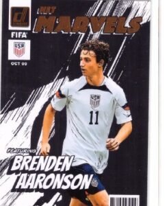2022-23 Panini Donruss FIFA Net Marvels #25 Brenden Aaronson trading card.