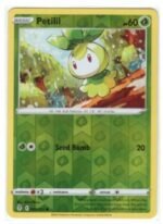 Petilil (009/203) card from the Sword & Shield—Evolving Skies expansion.It is a Reverse Holo version,