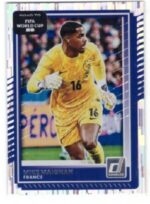Panini Donruss Calcio trading card featuring goalkeeper Mike Maignan in a yellow jersey.