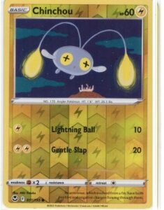 Chinchou card from the Silver Tempest expansion set.It is identified by the number 51/195.This specific version is a Reverse Holo