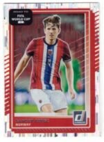 Panini Donruss Road to FIFA World Cup card featuring Sander Berge with a distinct red border.