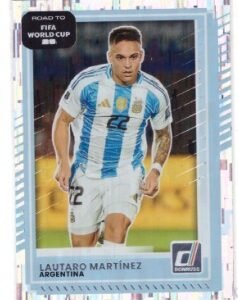 Panini Donruss "Road to FIFA World Cup '26" trading card featuring footballer Lautaro Martínez.
