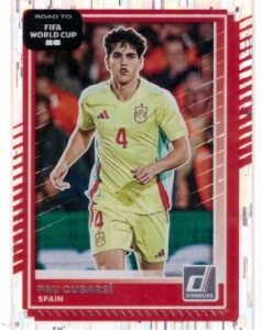 Panini Donruss Road to FIFA World Cup soccer card featuring Pau Cubarsí of Spain.