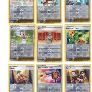 collection of trainer cards from the Pokémon Trading Card Game, featuring characters like Misty and Brock. Reverse Holo 18 cards