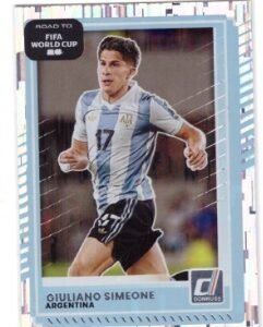 2024 Panini Donruss Road to FIFA World Cup soccer card featuring Argentine footballer Giuliano Simeone.