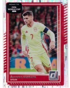 Panini Donruss Road to FIFA World Cup soccer card featuring Álvaro Morata of Spain.