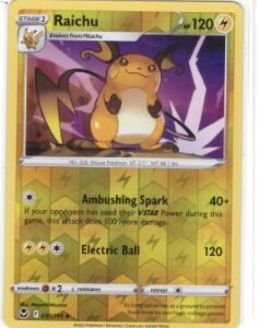 Raichu Reverse Holo card (050/195) from the Pokémon TCG: Silver Tempest expansion