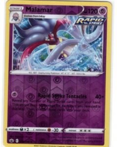 Malamar card from the Pokémon Trading Card Game.It is part of the Chilling Reign set, numbered 070/198.