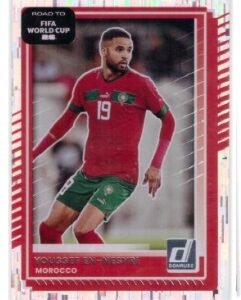 Panini Donruss Road to FIFA World Cup card featuring Moroccan soccer player Youssef En-Nesyri