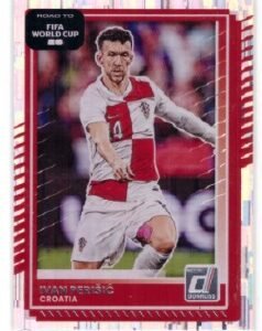 Panini Donruss Road to FIFA World Cup #58 trading card featuring Ivan Perišić in his red-and-white checkered Croatia kit.
