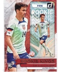 2022-23 Panini Donruss FIFA Rookie Kings trading card featuring Luca de la Torre.