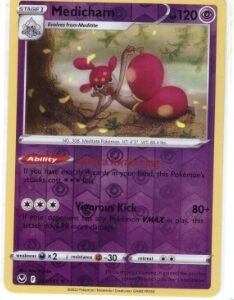 Medicham card from the Silver Tempest expansion set.It is numbered 073/195 and features a Rare Holo variant.