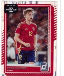 Dean Huijsen trading card from the 2026 Panini Donruss Road to FIFA World Cup