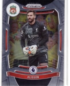 2021-22 Panini Prizm Premier League Alisson Becker trading card, numbered 77.