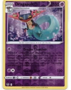 Dragapult card from the Pokémon Silver Tempest set.It is card number 089/195.The card features a holo (holographic) pattern.