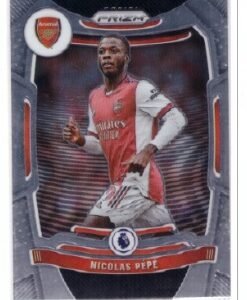 2021-22 Panini Prizm Premier League #205 Nicolas Pépé soccer card featuring the Arsenal FC logo.
