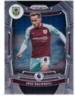 2021-22 Panini Prizm Premier League trading card featuring Burnley midfielder Josh Brownhill.