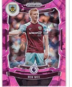 2021-22 Panini Prizm Premier League #63 Ben Mee trading card, specifically the Pink Ice Prizm parallel version.