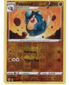 Palpitoad Pokémon card from the Evolving Skies expansion.It is specifically the Reverse Holo version, numbered 089/203.