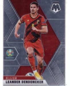 2021 Panini Mosaic UEFA Euro trading card featuring Belgian footballer Leander Dendoncker.