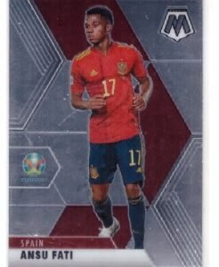 2021 Panini Mosaic UEFA Euro 2020 Ansu Fati card #166, featuring a holographic mosaic pattern.