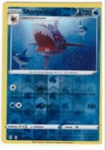 Sharpedo card from the Pokémon TCG: Evolving Skies expansion set.It is a Reverse Holo rare card, specifically numbered 036/203.