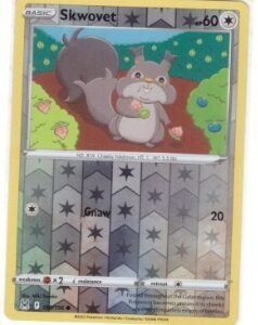 Skwovet #150/196 card from the Lost Origin set.It is the Reverse Holo version