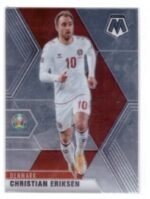 2020-21 Panini Mosaic UEFA Euro Soccer card featuring Danish midfielder Christian Eriksen.