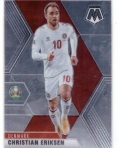 2020-21 Panini Mosaic UEFA Euro Soccer card featuring Danish midfielder Christian Eriksen.