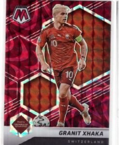 2021-22 Panini Mosaic Road to FIFA World Cup soccer trading card featuring Granit Xhaka.