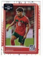 Panini Donruss Road To FIFA World Cup 26 trading card featuring Moroccan footballer Abde Ezzalzouli.