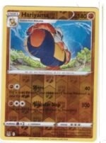 Hariyama card from the Lost Origin expansion set, numbered 098/196.It is a Reverse Holo version,