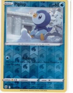Piplup Pokémon card from the Brilliant Stars expansion set (number 35/172).It is a reverse holo version