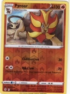Pyroar 023/203 Reverse Holo card from the Pokémon TCG: Evolving Skies set.It is an uncommon card