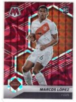 2021-22 Panini Mosaic Road to Qatar soccer card featuring Marcos López.