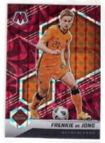 This image shows a 2021-22 Panini Mosaic FIFA Road to World Cup Frenkie de Jong soccer card.
