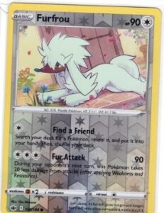 Furfrou card from the Pokémon Chilling Reign set, numbered 126/198.It is a reverse holo version