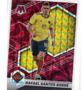 2021-22 Panini Mosaic FIFA Road to World Cup "Reactive Red" Prizm featuring Rafael Santos Borré.