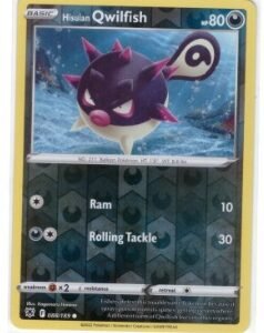 Hisuian Qwilfish Pokémon card from the Astral Radiance set (number 088/189).It is a Reverse Holo version