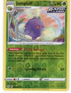 Jumpluff card from the Evolving Skies set (004/203).It is a Rapid Strike card,