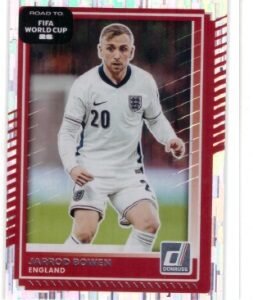 Jarrod Bowen 2026 Panini Donruss Road to FIFA World Cup card with a red border.