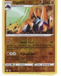 Gigalith card from the Evolving Skies expansion set.It is identified by the number 088/203.This specific version is a Reverse Holofoil variant.