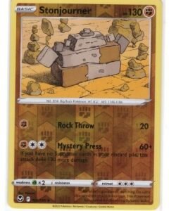 Pokémon TCG Stonjourner card from the Silver Tempest set, number 101/195.It is a Reverse Holo version