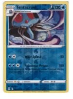 Tentacruel card from the Evolving Skies expansion set.It is identified as card number 27/203.The card features a Reverse Holofoil pattern