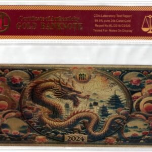 024 Chinese Zodiac Dragon gold-plated foil banknote 24kGold Plated