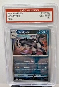 MIGHTYENA HOLO FOIL 2025 Pokemon #114 167 Card GRADED 10 MINT