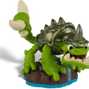 Slobber-Tooth-figure-from-the-Skylanders-SWAP-Force-series-featuring-a-green-turtle-like-monster-with-large-teeth.-